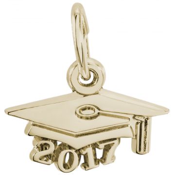 14k Gold Grad Cap 2017 Charm