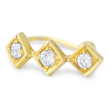 Lex Fine Jewelry Lex Triple Diamond Earcuff 14k Yellow Gold .11ct