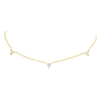 Lex Fine Jewelry "Tri"Angle Triple Diamond Necklace 14k Yellow Gold .50ct