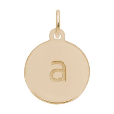 Rembrandt 10K Yellow Gold Petite Initial Disc - Lower Case Block A
