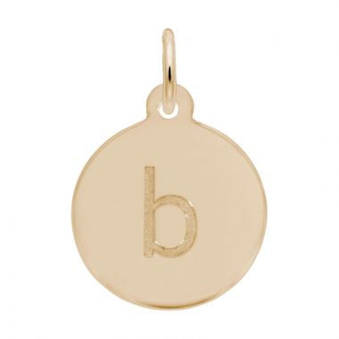 Rembrandt 14K Yellow Gold Petite Initial Disc - Lower Case Block B