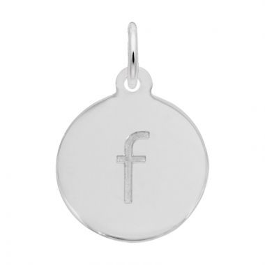 Rembrandt White Sterling Silver Petite Initial Disc - Lower Case Block F