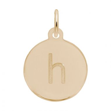 Rembrandt 10K Yellow Gold Petite Initial Disc - Lower Case Block H