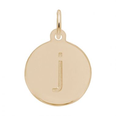 Rembrandt 10K Yellow Gold Petite Initial Disc - Lower Case Block J