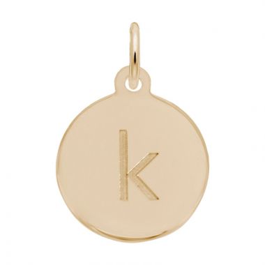 Rembrandt 14K Yellow Gold Petite Initial Disc - Lower Case Block K