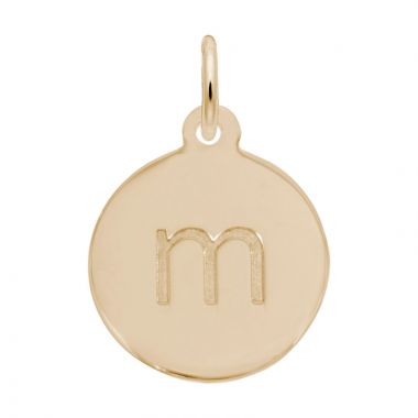 Rembrandt 14K Yellow Gold Petite Initial Disc - Lower Case Block M