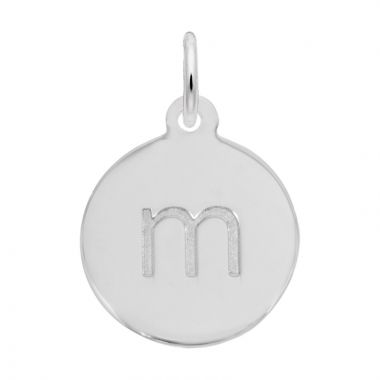 Rembrandt White Sterling Silver Petite Initial Disc - Lower Case Block M