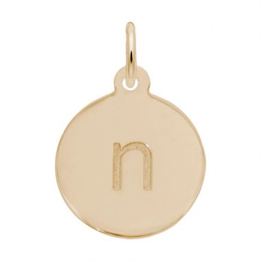 Rembrandt 10K Yellow Gold Petite Initial Disc - Lower Case Block N