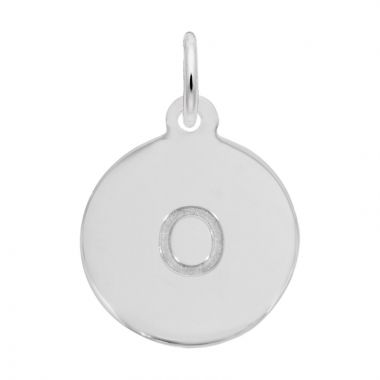 Rembrandt White Sterling Silver Petite Initial Disc - Lower Case Block O