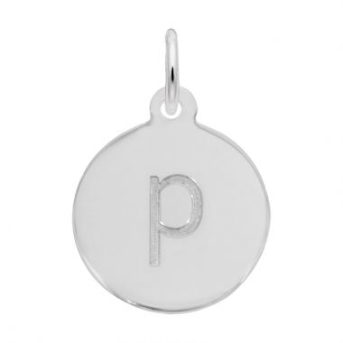 Rembrandt White Sterling Silver Petite Initial Disc - Lower Case Block P