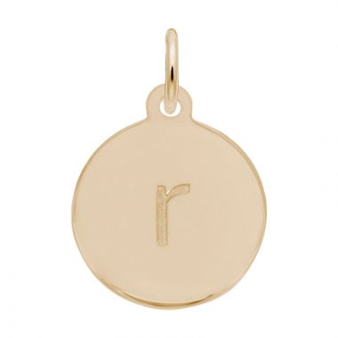 Rembrandt 10K Yellow Gold Petite Initial Disc - Lower Case Block R