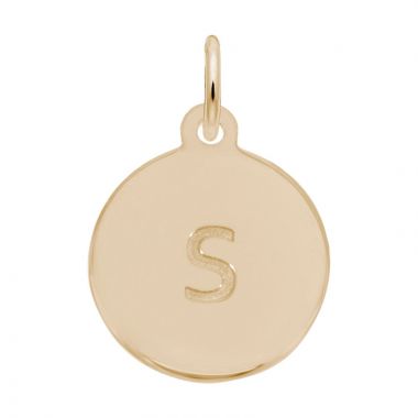 Rembrandt 10K Yellow Gold Petite Initial Disc - Lower Case Block S