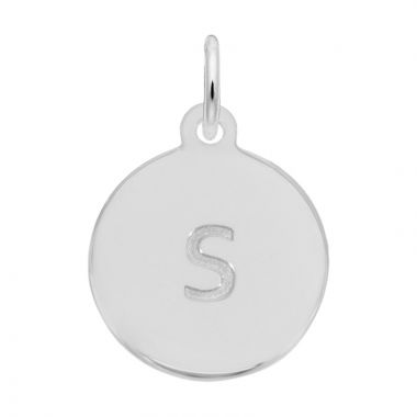 Rembrandt 14k White Gold Petite Initial Disc - Lower Case Block S