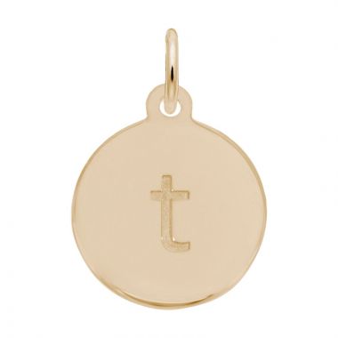 Rembrandt 10K Yellow Gold Petite Initial Disc - Lower Case Block T