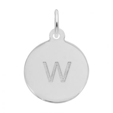 Rembrandt 14k White Gold Petite Initial Disc - Lower Case Block W