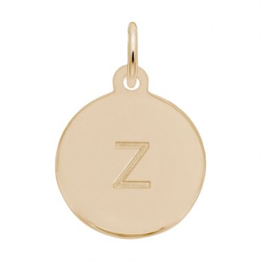 Rembrandt 10K Yellow Gold Petite Initial Disc - Lower Case Block Z