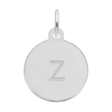Rembrandt White Sterling Silver Petite Initial Disc - Lower Case Block Z