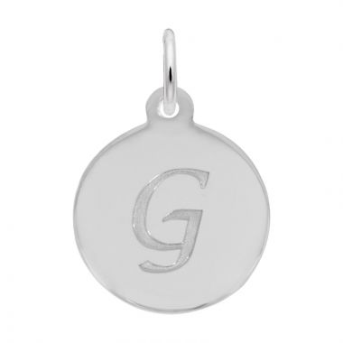 Rembrandt White Sterling Silver Petite Initial Disc - Script G
