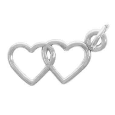 Rembrandt Sterling Silver White Two Hearts Entwined Charm