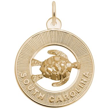 Rembrandt 14k Yellow Gold South Carolina Ring W/Turtle Charm