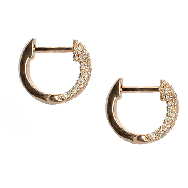Meira T 14k Rose Gold Diamond Encrusted Huggie Earrings