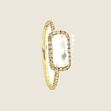Meira T 14k Yellow Gold Rectangle Diamond and Topaz Ring