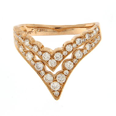 Meira T 14k Rose Gold Diamond Scalloped Ring