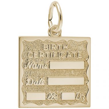 Rembrandt 14k Yellow Gold Birth Certificate Charm