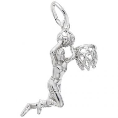 Rembrandt Sterling Silver Female Basketball Player Charm