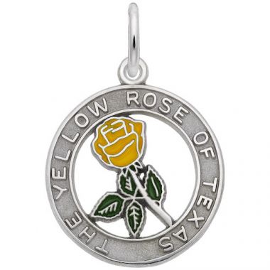 Rembrandt Sterling Silver Enamel Yellow Rose Of Texas Charm