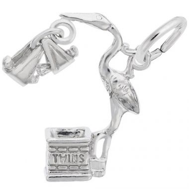 Rembrandt Sterling Silver Stork Twins Charm