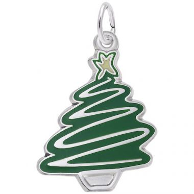 Rembrandt Sterling Silver Scribble Christmas Tree Charm