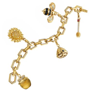 Gumuchian Honeybee "B" 18k Yellow Gold Diamond Charm Bracelet