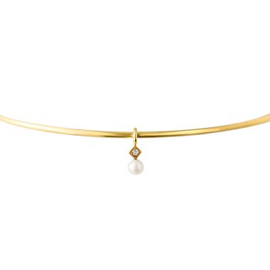 Lex Fine Jewelry Diana Pearl And Diamond Charm 14k Yellow Gold .03ct