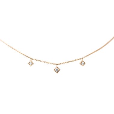 Lex Fine Jewelry Lex Triple Diamond Necklace 14k Yellow Gold