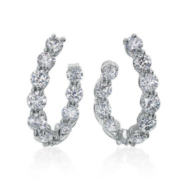 Gumuchian New Moon 18k White Gold Diamond Hoop Earrings