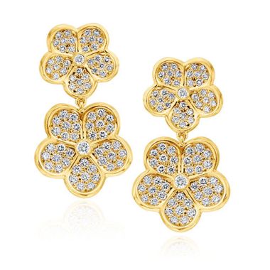 Gumuchian G. Boutique 18k Yellow Gold Diamond Daisy Drop Earrings