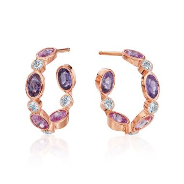 Gumuchian Marbella 18k Rose Gold Diamond Sapphire Hoop Earrings