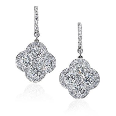 Gumuchian Fleur 18k White Gold Diamond Drop Earrings