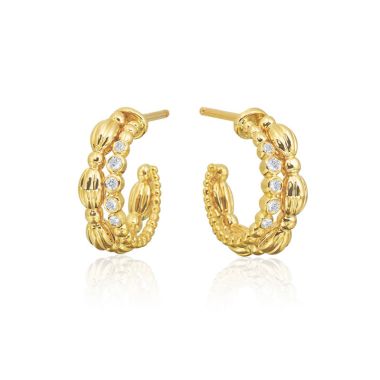 Gumuchian Nutmeg 18k Gold Small Diamond Double Hoop Earrings