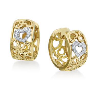 Gumuchian 18k Yellow Gold Diamond Tiny Hearts Huggie Earrings