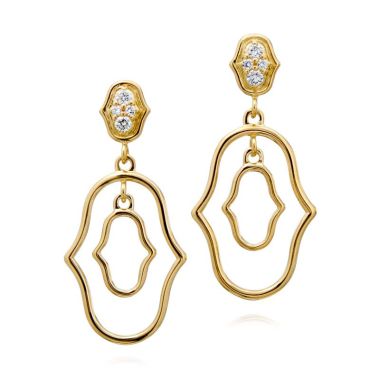 Gumuchian Secret Garden Delicate Motif 18k Yellow Gold Diamond Drop Earrings
