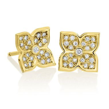 Gumuchian G. Boutique 18k Yellow Gold Diamond Lotus Earrings