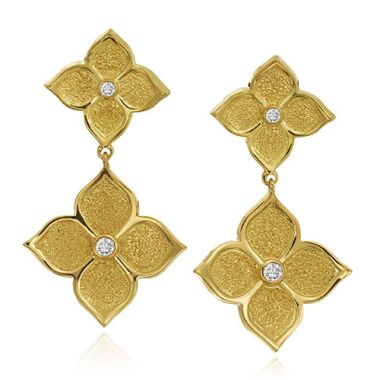 Gumuchian G. Boutique 18k Yellow Gold Diamond Lotus Drop Earrings