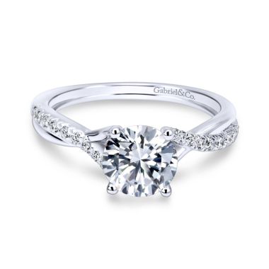 Gabriel & Co. 14k White Gold Contemporary Twisted Diamond Engagement Ring