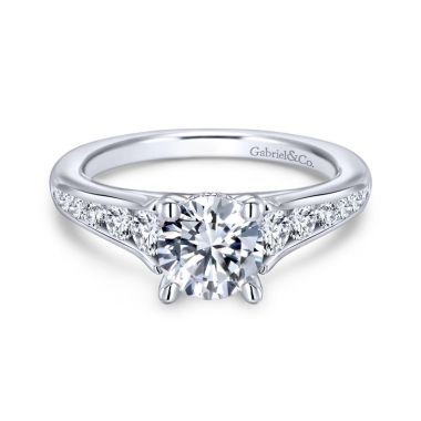Gabriel & Co. 14k White Gold Contemporary Straight Diamond Engagement Ring