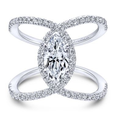 Gabriel & Co. 14k White Gold Nova Halo Diamond Engagement Ring