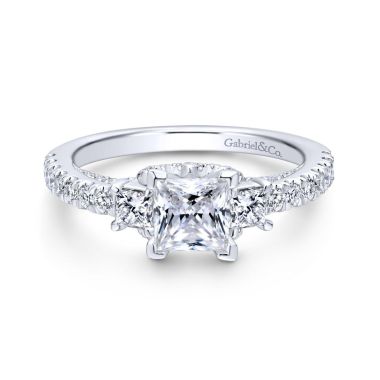 Gabriel & Co. 14k White Gold Entwined 3 Stone Diamond Engagement Ring