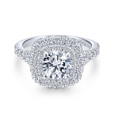 Gabriel & Co. 14k White Gold Entwined Double Halo Diamond Engagement Ring