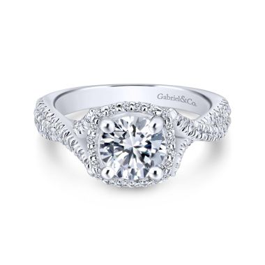 Gabriel & Co. 14k White Gold Rosette Halo Diamond Engagement Ring